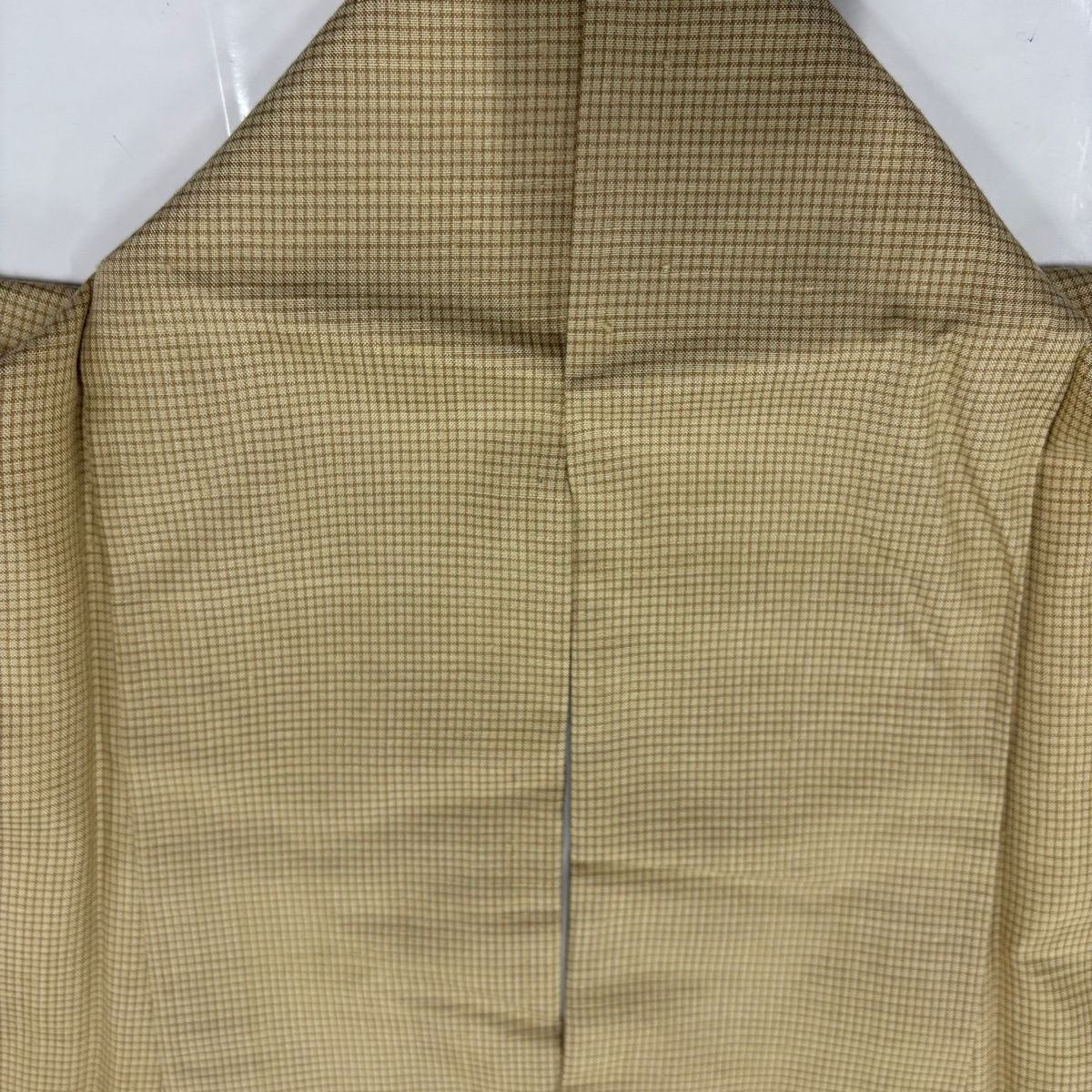 在庫一掃】 紬 身丈158cm 裄丈62.5cm S 袷 格子 ベージュ 正絹 秀品