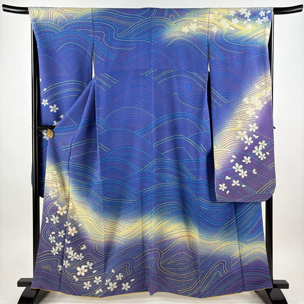 在庫一掃】 【美品】 振袖 身丈161cm 裄丈67cm M 袷 鈴乃屋 桜 流水 銀