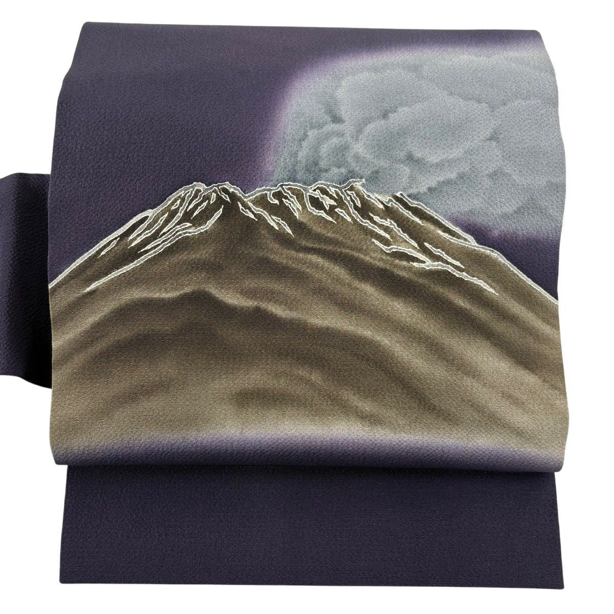 【在庫一掃】 【美品】 名古屋帯 逸品 山 霞 ぼかし 濃紫 正絹 【中古】