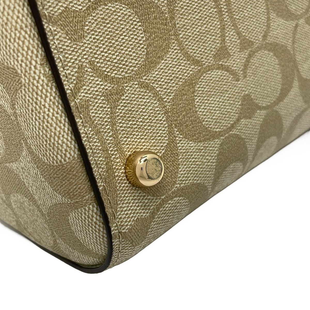 COACH(コーチ) ハンドバッグ美品 ミニシグネチャー柄 F83607 カーキ