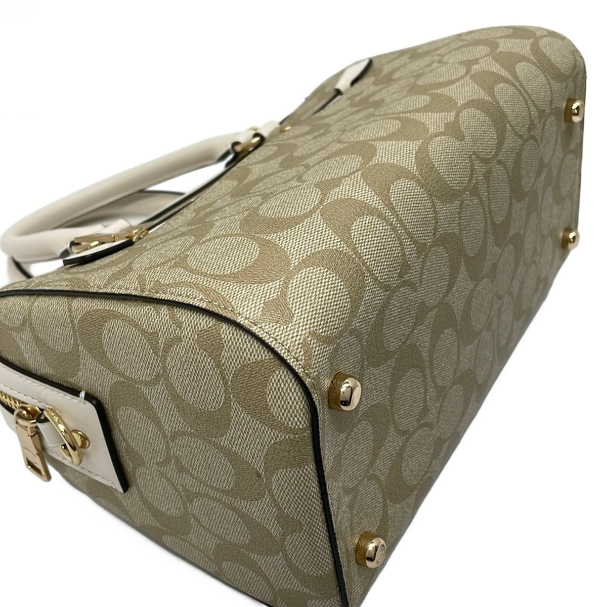 COACH(コーチ) ハンドバッグ美品 ミニシグネチャー柄 F83607 カーキ