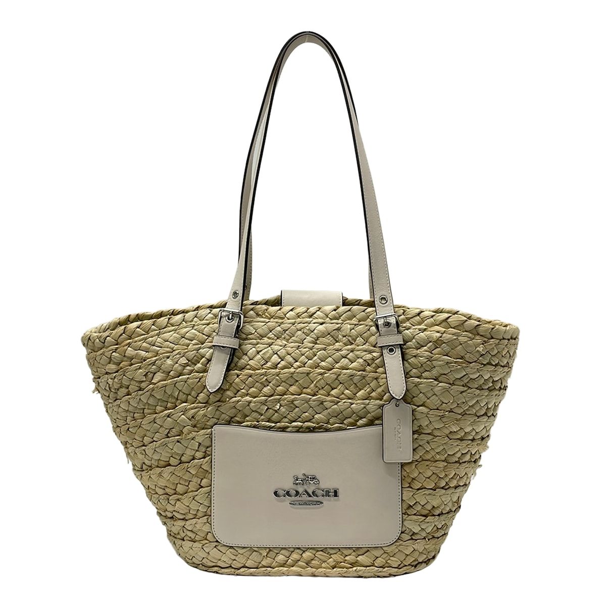 COACH(コーチ) トートバッグ美品 - CJ518 ベージュ×アイボリー(チョーク) レザー