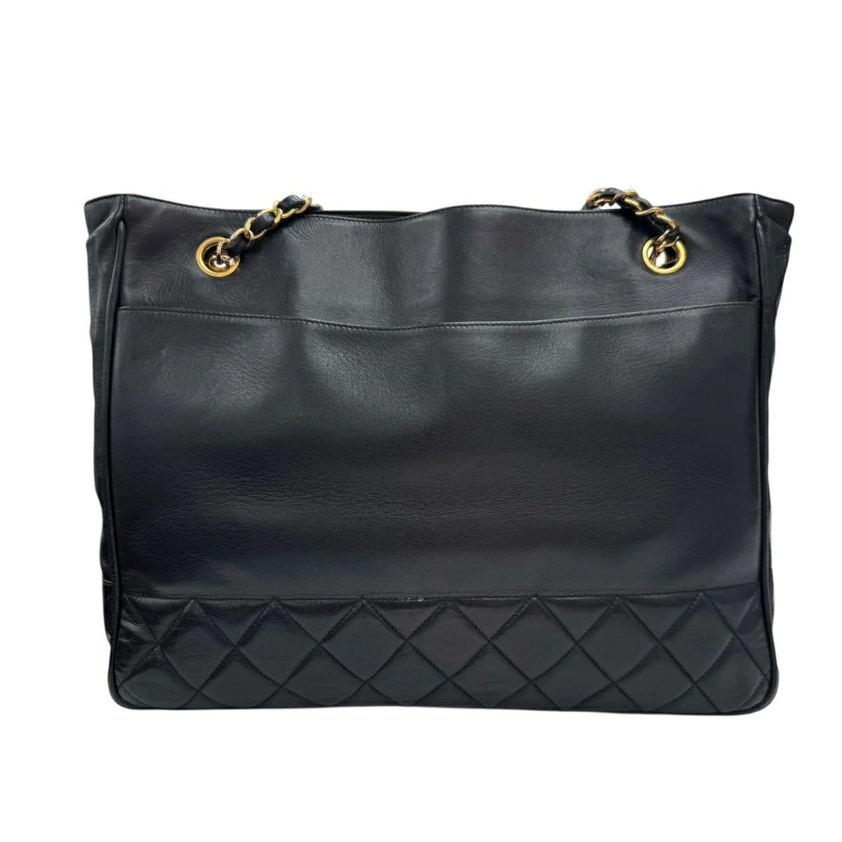 CHANEL トートバッグ ハンドバッグ 黒 レザー チャーム付き