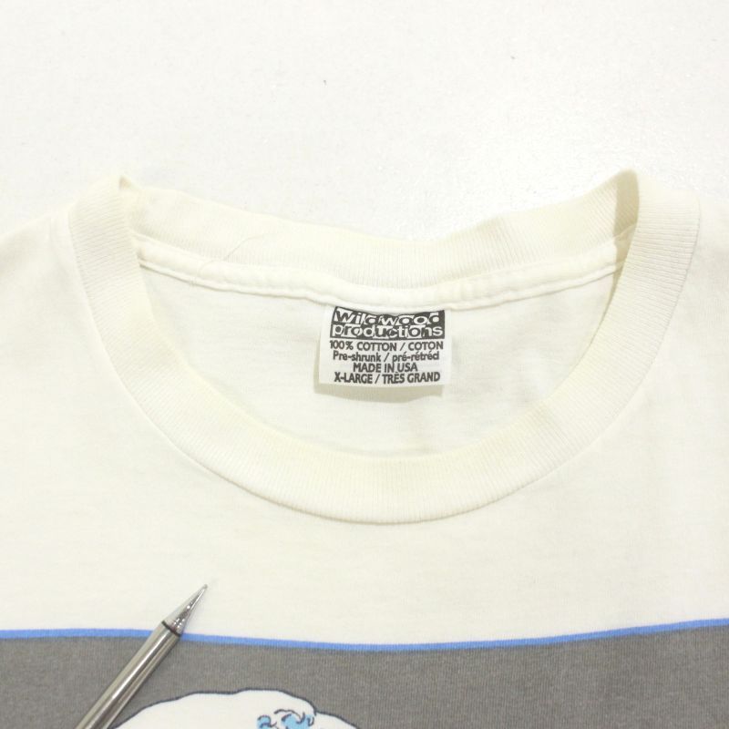 80s USA製 vintage WILDWOOD PRODUCTIONS 北斎 アート カットオフ 半袖Ｔシャツ メンズ 表記XLサイズ