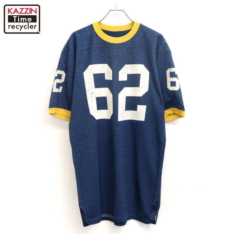 60s vintage Hanes ナンバリング 襤褸 フットボールＴシャツ メンズ 表記XLサイズ