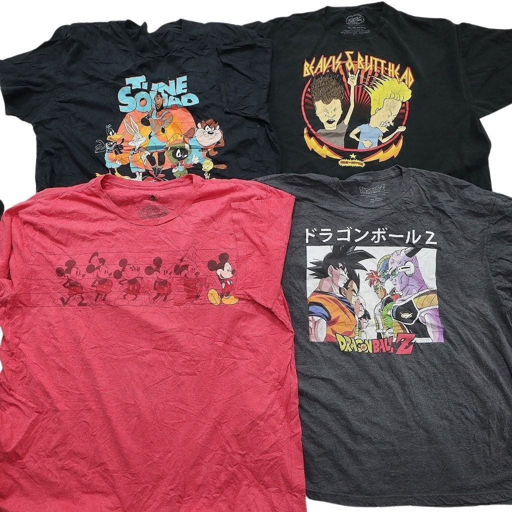 古着卸 まとめ キャラクター Tシャツ 16枚セット ( メンズ 3XL/4XL ) ナルト ディズニー ミッキー スティッチ マーベル 中古 古着 NE8041