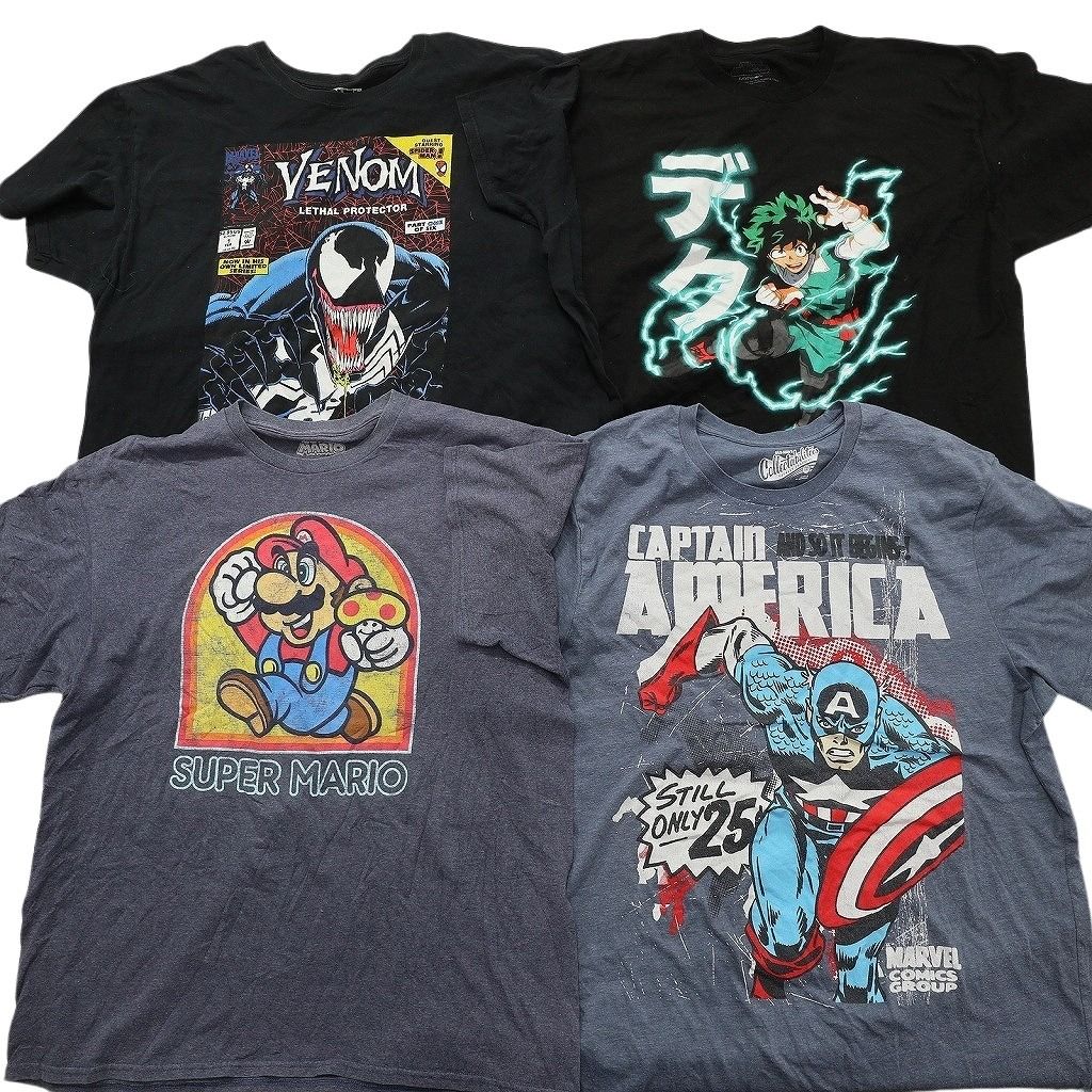 古着卸 まとめ売り キャラクター Tシャツ 16枚セット ( メンズ XL/2XL ) ディズニー ミッキー スターウォーズ ヴェノム 中古 古着 NE8044