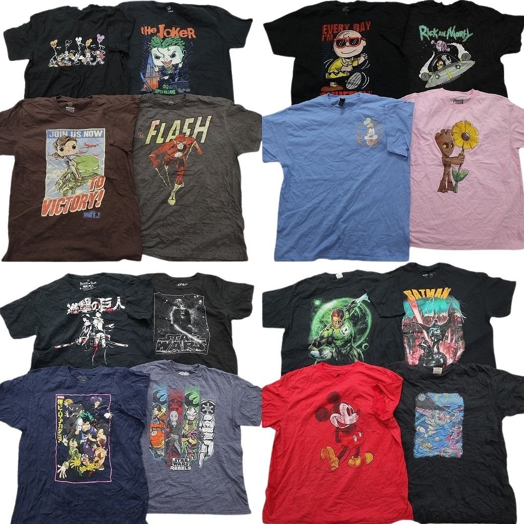 古着卸 まとめ売り キャラクター Tシャツ 16枚セット ( メンズ XL ) ディズニー ミッキー トイストーリー スターウォーズ 中古 古着 NE8046