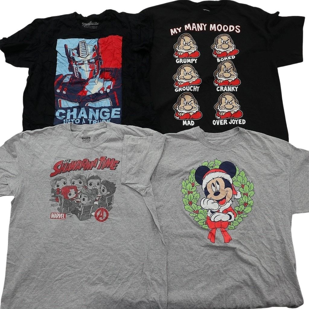 古着卸 まとめ売り キャラクター Tシャツ 16枚セット ( メンズ XL ) スターウォーズ マーベル ディズニー ミッキー 中古 古着 NE8047