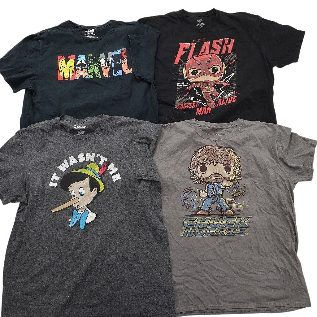 古着卸 まとめ売り キャラクター Tシャツ 16枚セット ( メンズ XL ) スターウォーズ マーベル ディズニー ミッキー 中古 古着 NE8047