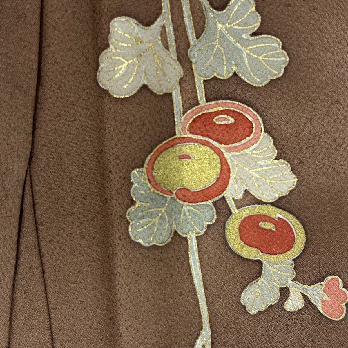 在庫一掃】 付下げ 身丈158cm 裄丈64.5cm M 袷 万寿菊 蔓帯 金糸 金彩