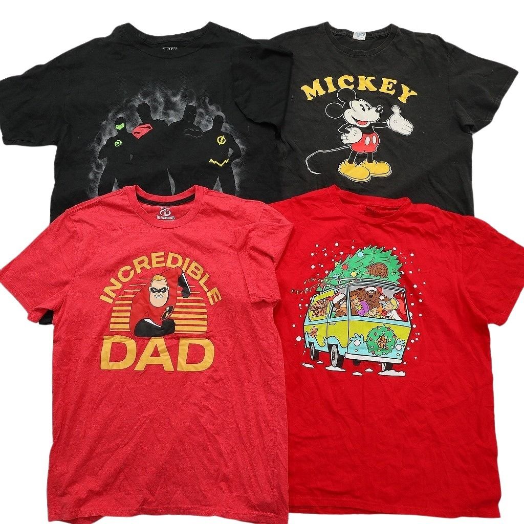 古着卸 まとめ売り キャラクター Tシャツ 16枚セット ( メンズ L ) ディズニー ミッキー ナルト プーさん ドラゴンボール 中古 古着 NE8052