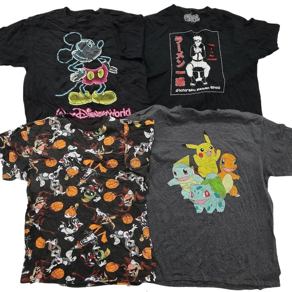 古着卸 まとめ売り キャラクター Tシャツ 16枚セット ( メンズ L ) ディズニー ミッキー ナルト プーさん ドラゴンボール 中古 古着 NE8052