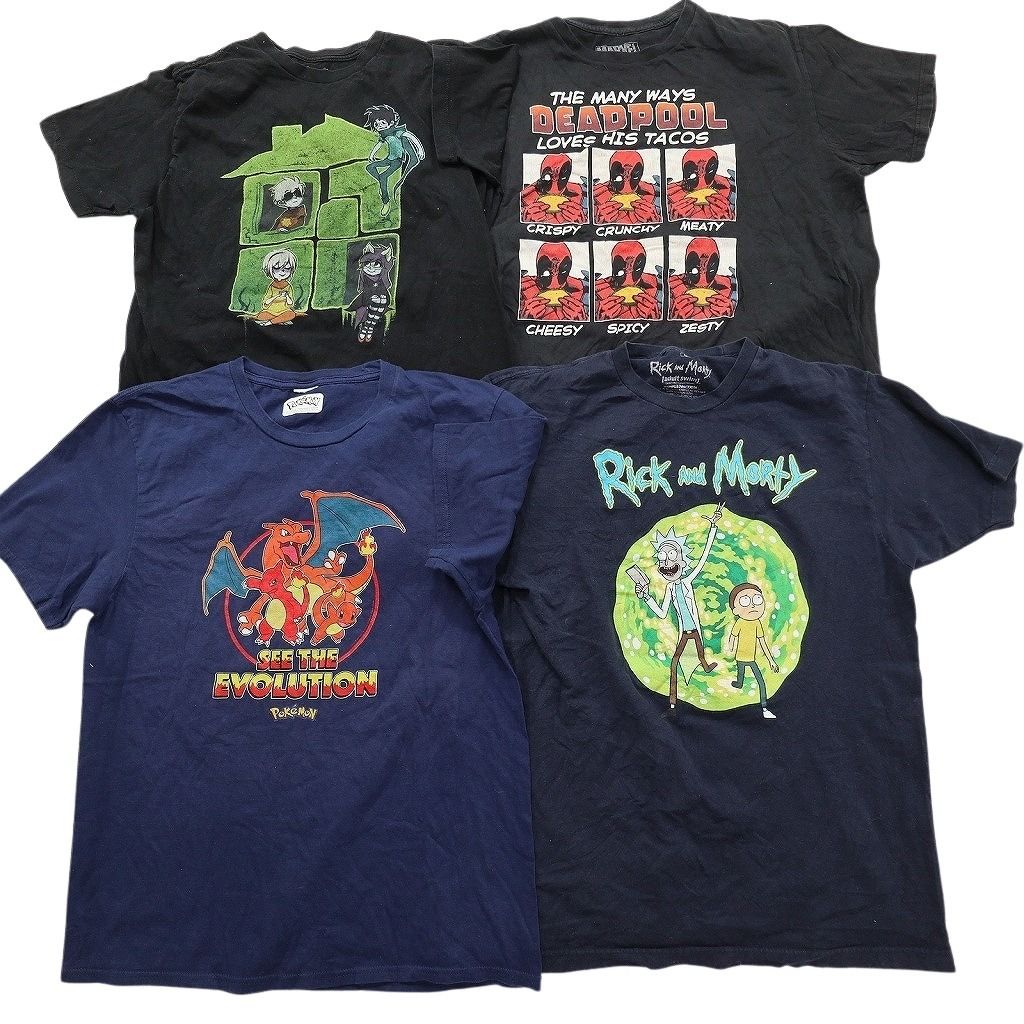 古着卸 まとめ売り キャラクター Tシャツ 16枚セット ( メンズ L ) ディズニー ミッキー マーベル スパイダーマン マリオ 中古 古着 NE8054