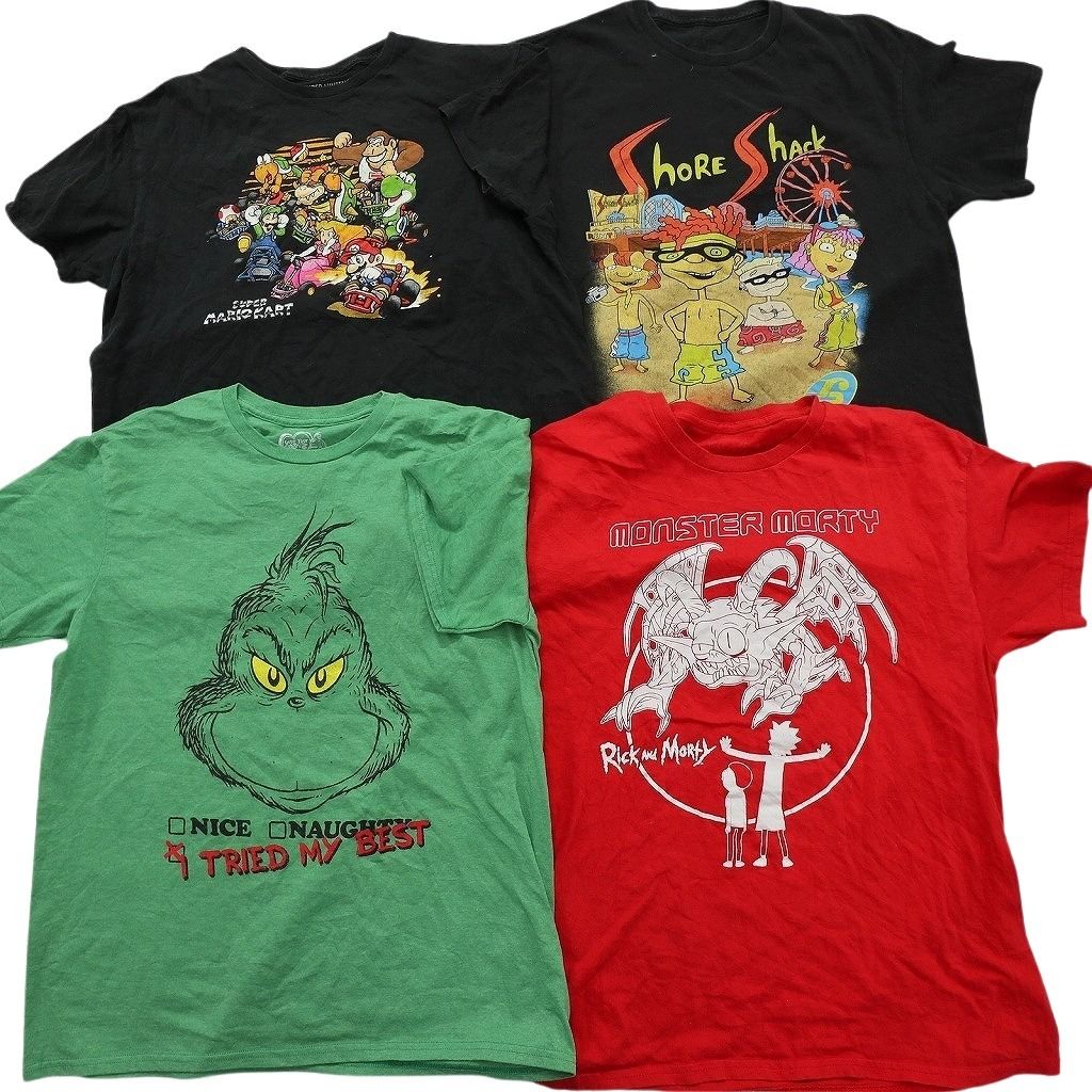 古着卸 まとめ売り キャラクター Tシャツ 16枚セット ( メンズ L ) ディズニー ミッキー マーベル スパイダーマン マリオ 中古 古着 NE8054