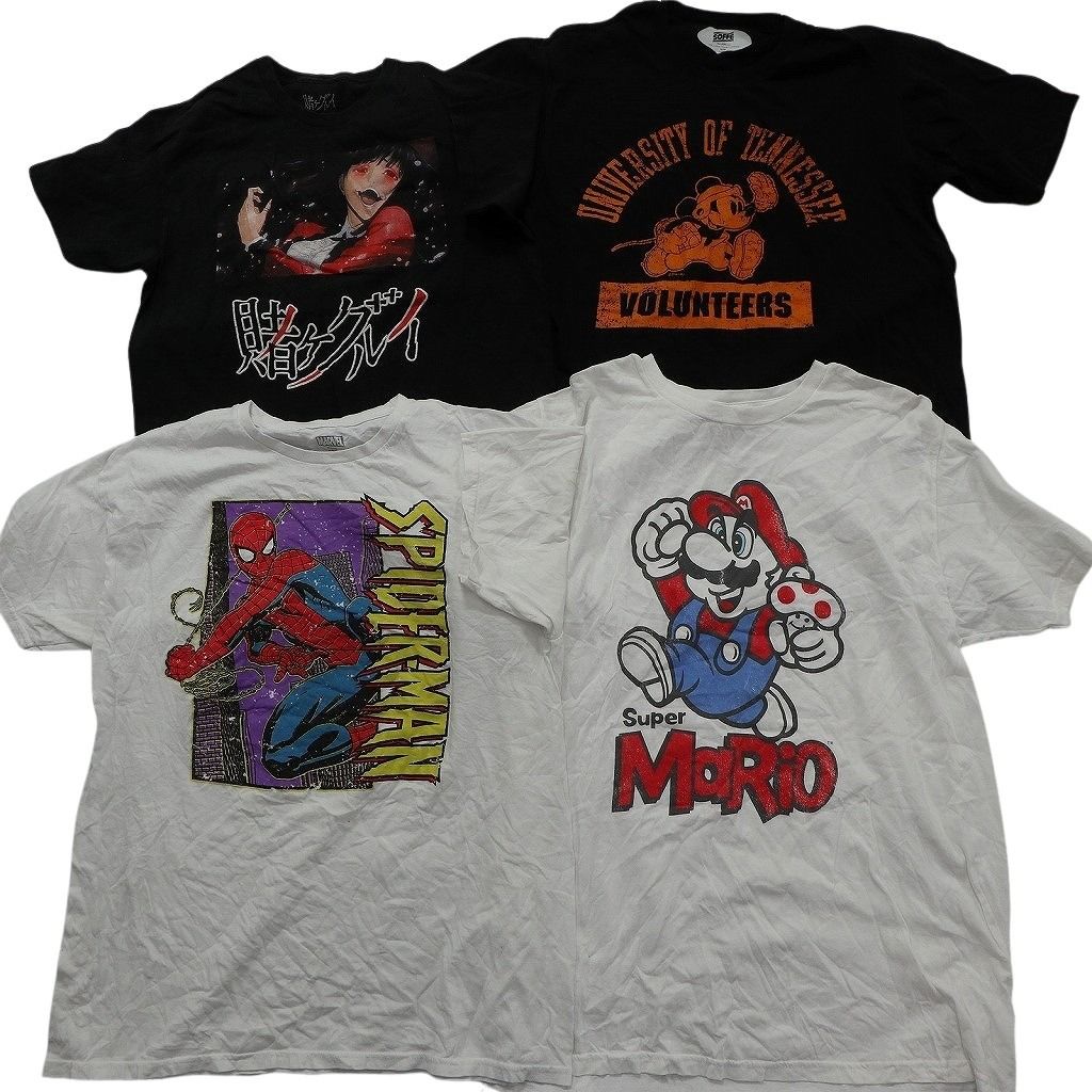 古着卸 まとめ売り キャラクター Tシャツ 16枚セット ( メンズ L ) ディズニー ミッキー マーベル スパイダーマン マリオ 中古 古着 NE8054