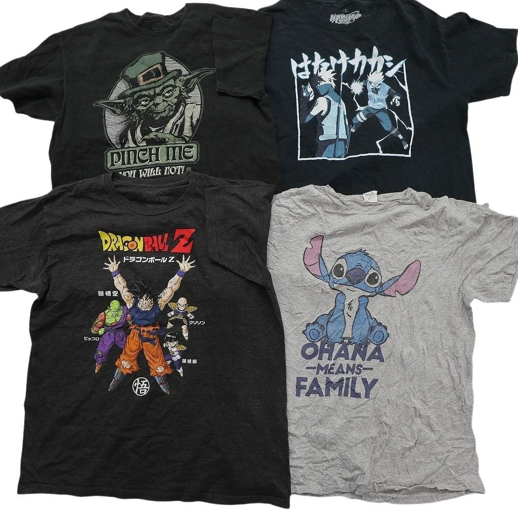 古着卸 まとめ売り キャラクター Tシャツ 16枚セット ( メンズ L ) ディズニー ミッキー マーベル スパイダーマン マリオ 中古 古着 NE8054