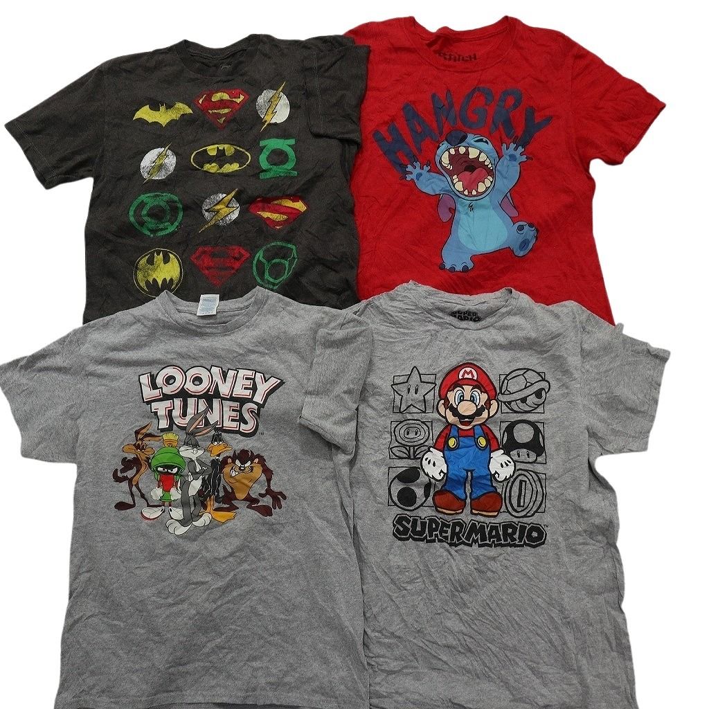 古着卸 まとめ売り キャラクター Tシャツ 16枚セット ( メンズ M ) ディズニー スティッチ マリオ スヌーピー マーベル 中古 古着 NE8055