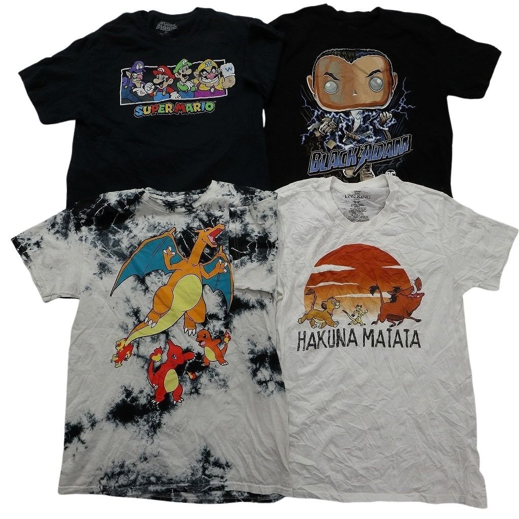 古着卸 まとめ売り キャラクター Tシャツ 16枚セット ( メンズ M ) ディズニー スティッチ マリオ スヌーピー マーベル 中古 古着 NE8055