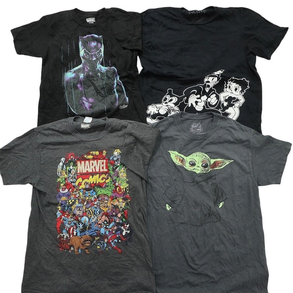 古着卸 まとめ売り キャラクター Tシャツ 16枚セット ( メンズ M ) ディズニー スティッチ マリオ スヌーピー マーベル 中古 古着 NE8055