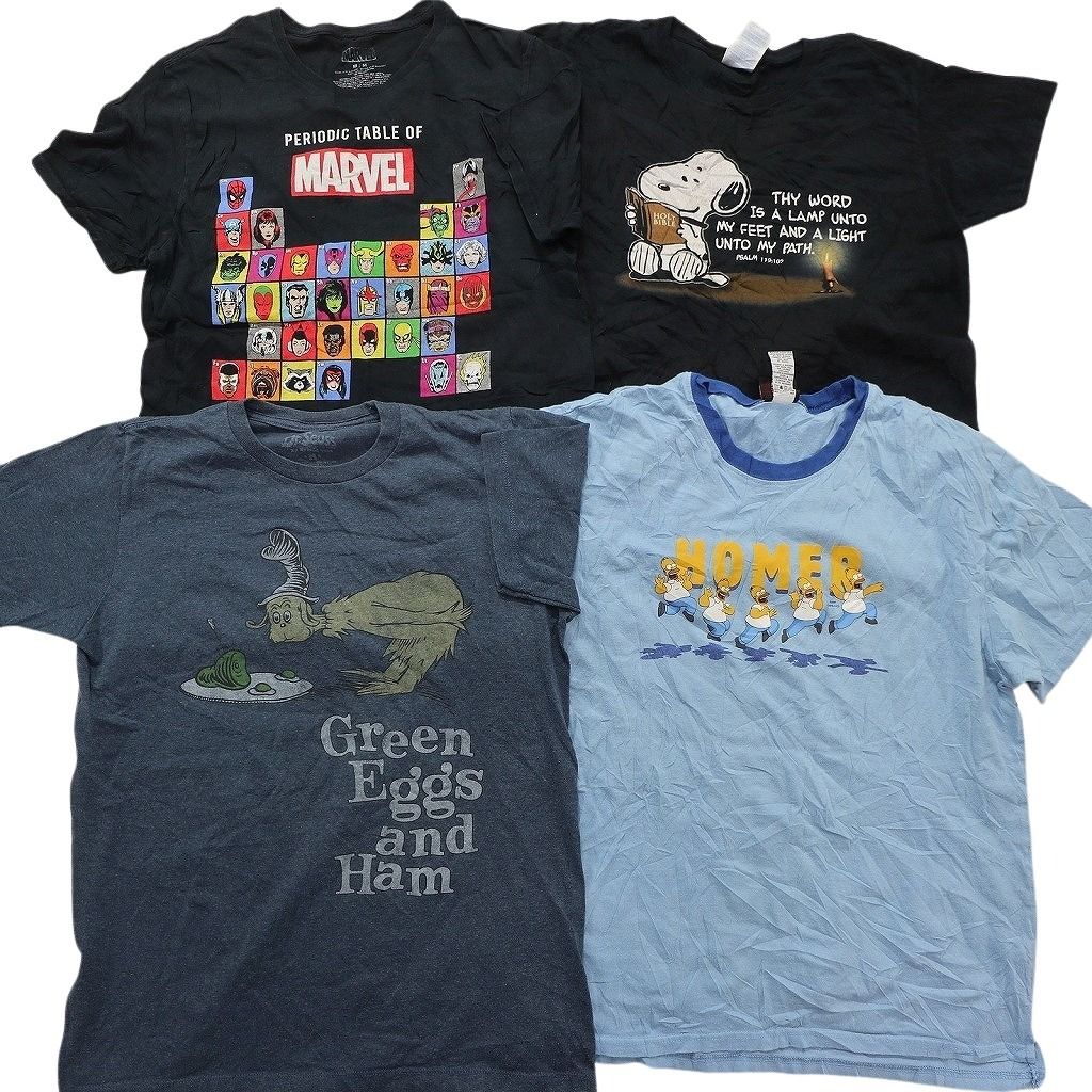 古着卸 まとめ売り キャラクター Tシャツ 16枚セット ( メンズ M ) ディズニー スティッチ マリオ スヌーピー マーベル 中古 古着 NE8055