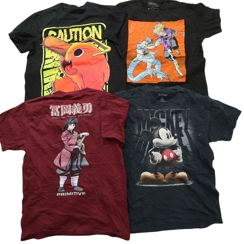 古着卸 まとめ売り キャラクター Tシャツ 16枚セット ( メンズ M ) ディズニー ミッキー ドラゴンボール マリオ 中古 古着 NE8058