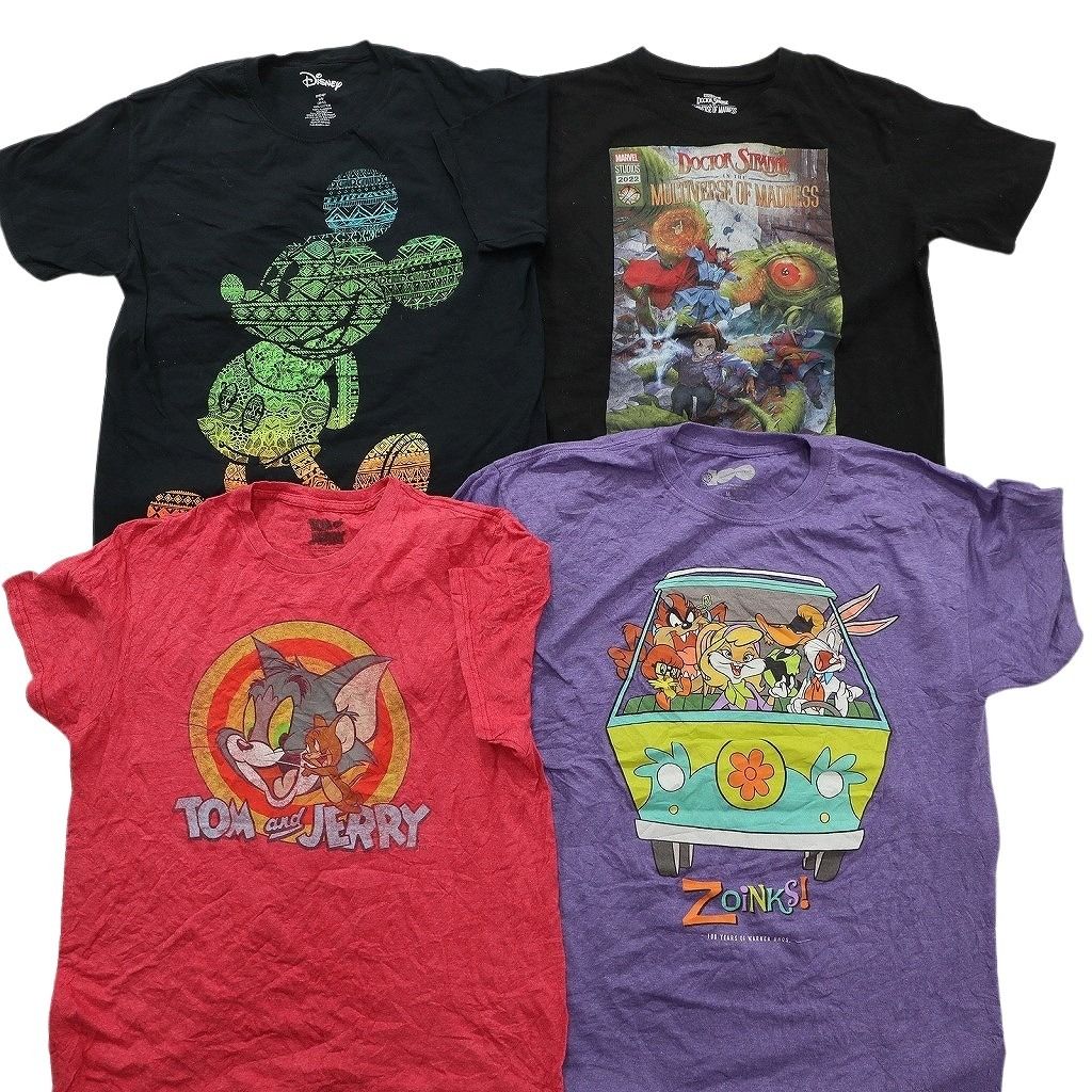古着卸 まとめ売り キャラクター Tシャツ 16枚セット ( メンズ M ) ディズニー ミッキー ドラゴンボール マリオ 中古 古着 NE8058