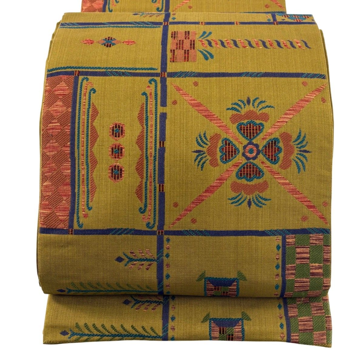 在庫一掃】 袋帯 秀品 幾何学模様 黄土色 六通 正絹 【中古】 - メルカリ