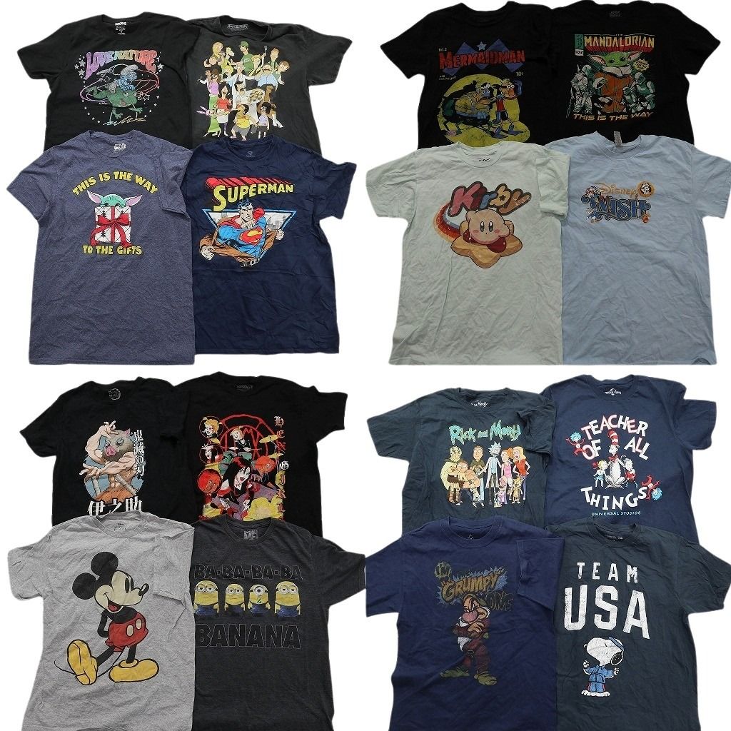 古着卸 まとめ売り キャラクター Tシャツ 16枚セット ( メンズ M ) スヌーピー ディズニー ミッキー スターウォーズ 中古 古着 NE8059