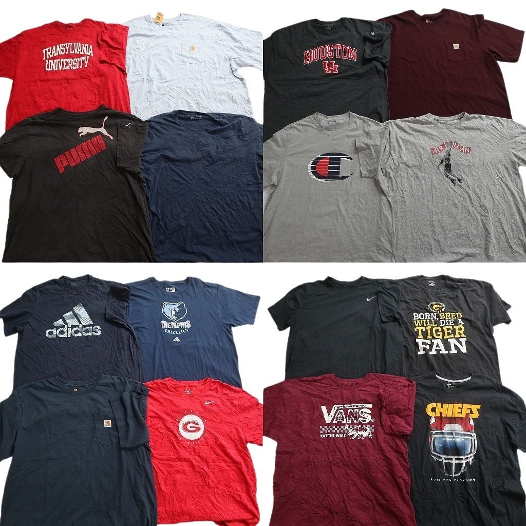 古着卸 まとめ売り ブランドMIX Tシャツ 16枚セット ( メンズ 2XL/3XL/4XL ) カーハート ジョーダン ナイキ アディダス 中古 古着 NE8063