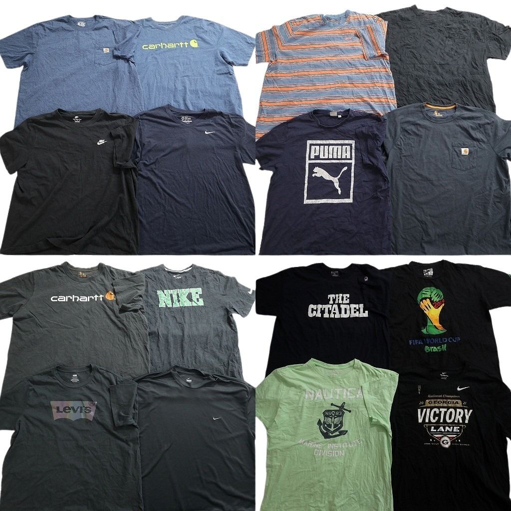 古着卸 まとめ売り ブランドMIX Tシャツ 16枚セット ( メンズ 2XL ) カーハート ディッキーズ リーバイス ナイキ プーマ 中古 古着 NE8064