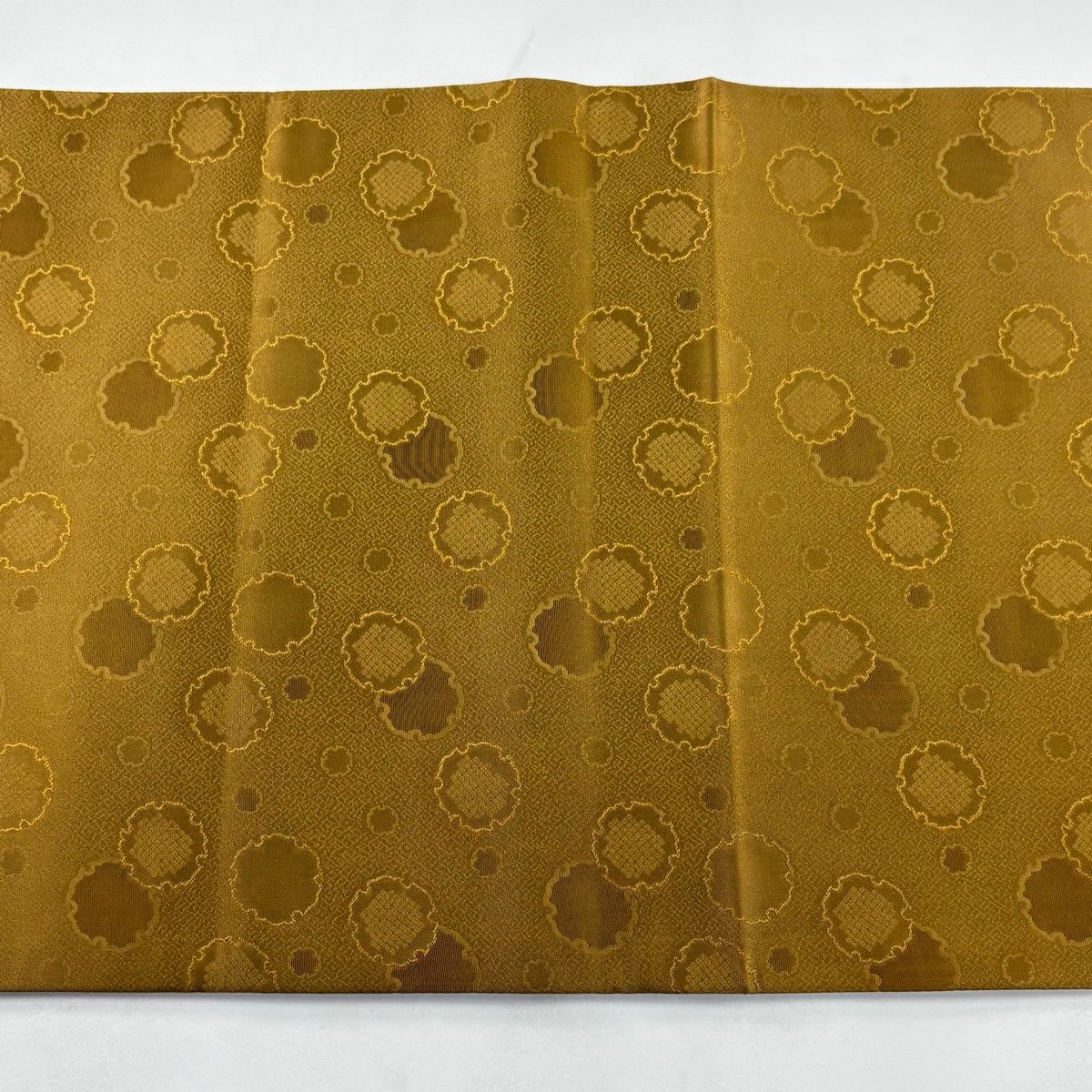 在庫一掃】 【美品】 袋帯 秀品 桜 霞 山吹茶色 お太鼓柄 正絹 【中古