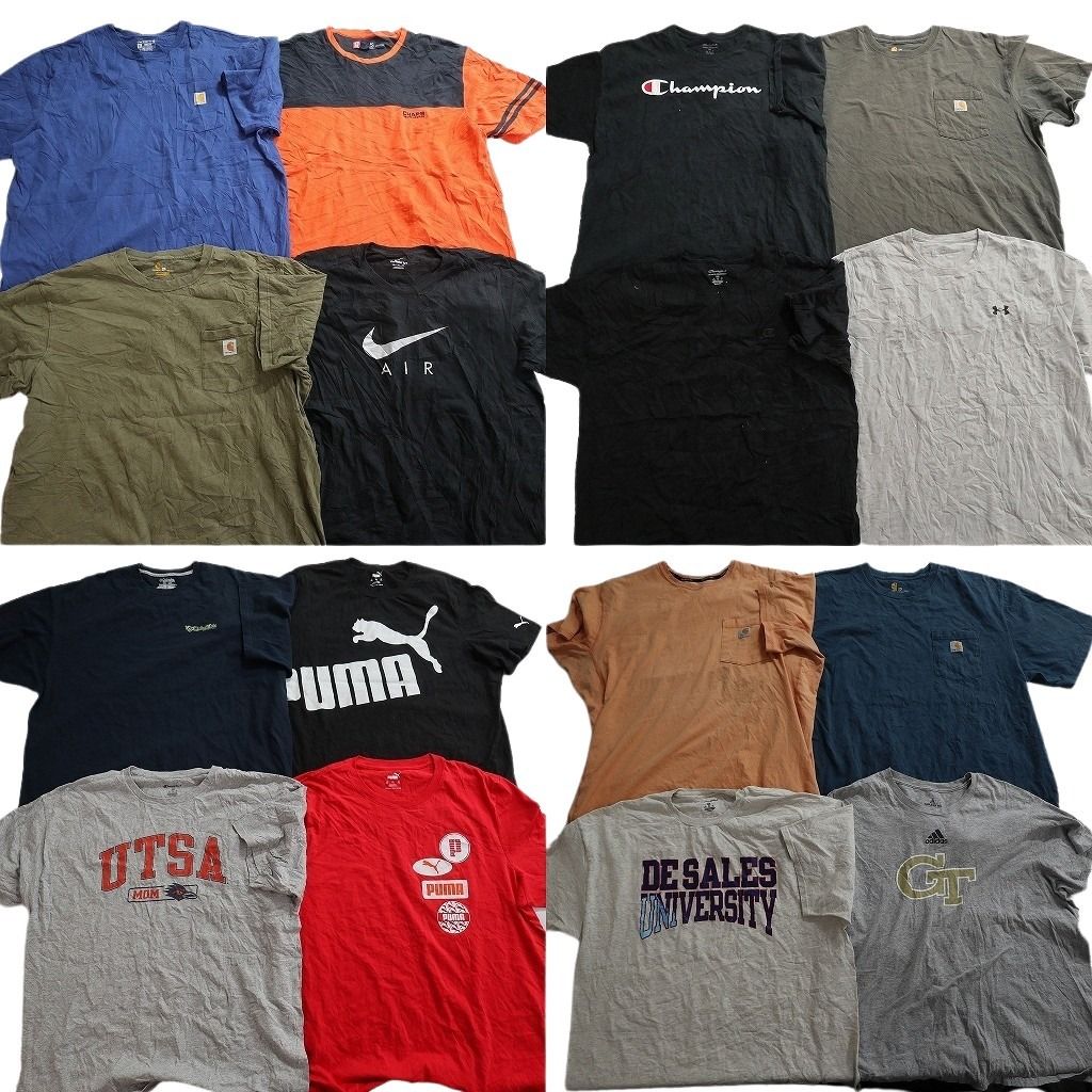古着卸 まとめ売り ブランドMIX Tシャツ 16枚セット ( メンズ 2XL ) カーハート コロンビア ナイキ チャンピオン プーマ 中古 古着 NE8067