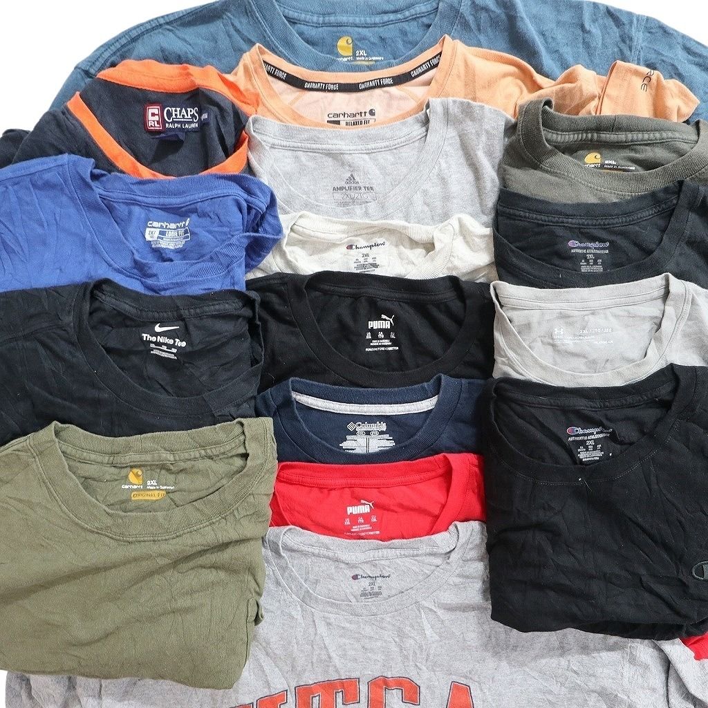古着卸 まとめ売り ブランドMIX Tシャツ 16枚セット ( メンズ 2XL ) カーハート コロンビア ナイキ チャンピオン プーマ 中古 古着 NE8067