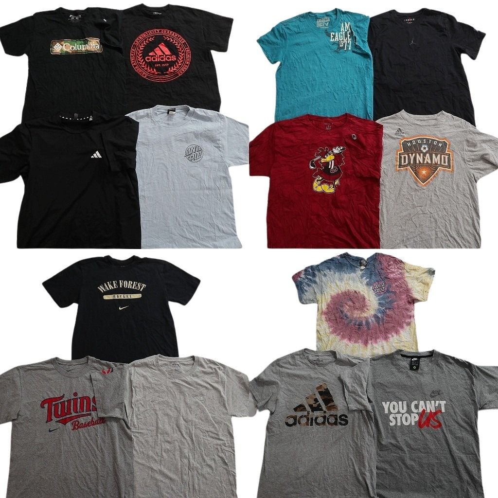 古着卸 まとめ ブランドMIX Tシャツ 14枚セット ( メンズ M ) コロンビア ジョーダン ナイキ チャンピオン アディダス 中古 古着 NE8070