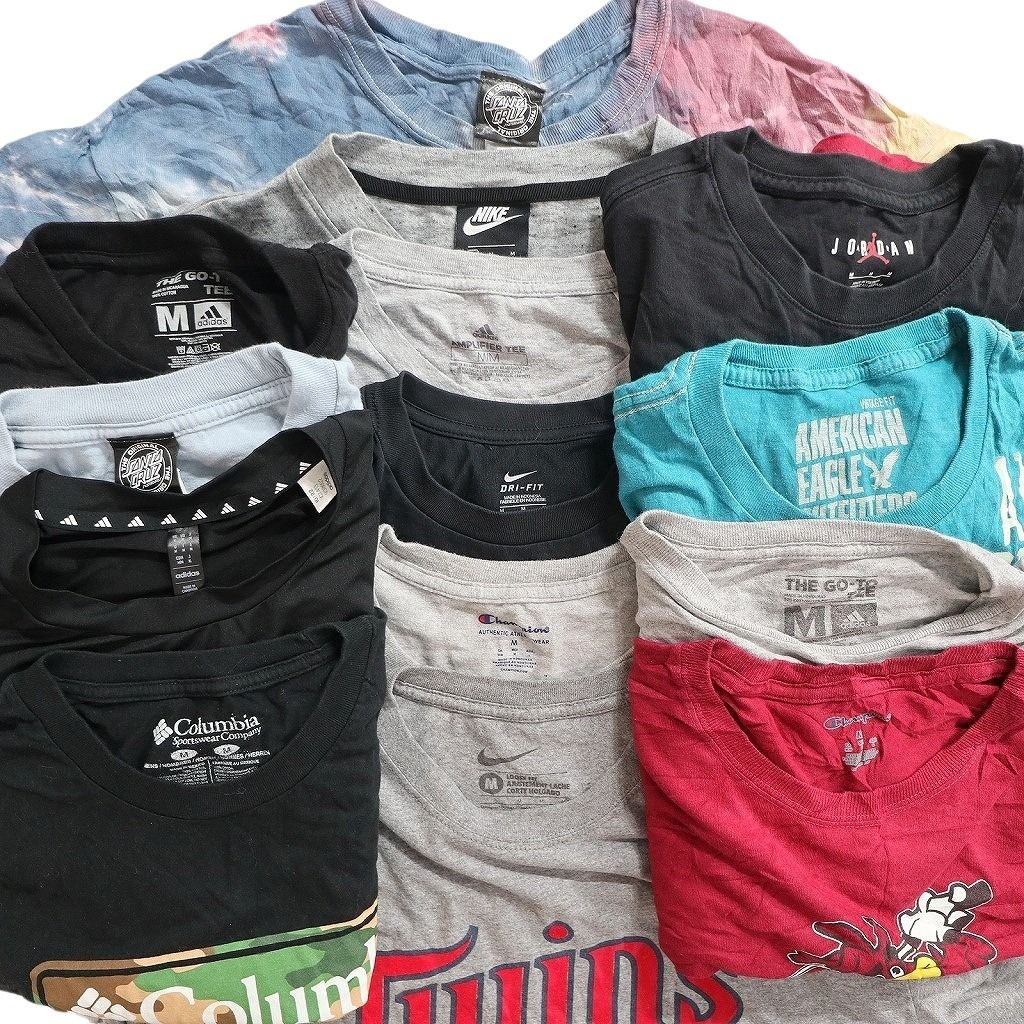 古着卸 まとめ ブランドMIX Tシャツ 14枚セット ( メンズ M ) コロンビア ジョーダン ナイキ チャンピオン アディダス 中古 古着 NE8070