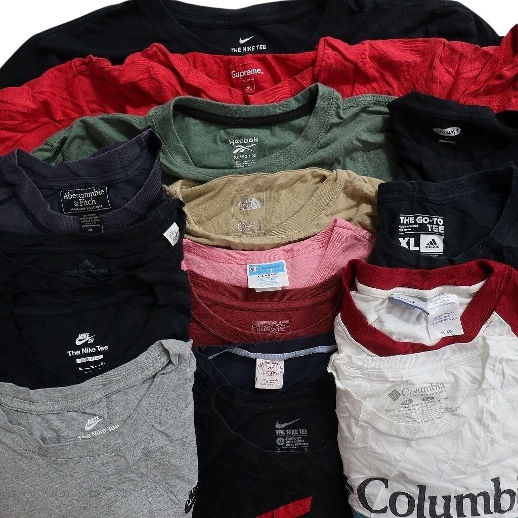 古着卸 まとめ ブランドMIX Tシャツ 16枚セット ( メンズ XL ) パタゴニア コロンビア シュプリーム オールドネイビー 中古 古着 NE8072