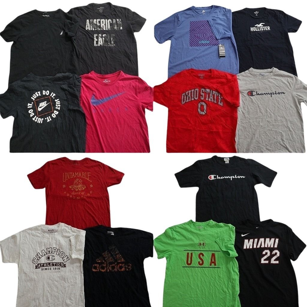 古着卸 まとめ売り ブランドMIX Tシャツ 14枚セット ( メンズ M ) ノーティカ エディーバウアー アディダス ナイキ 中古 古着 NE8074