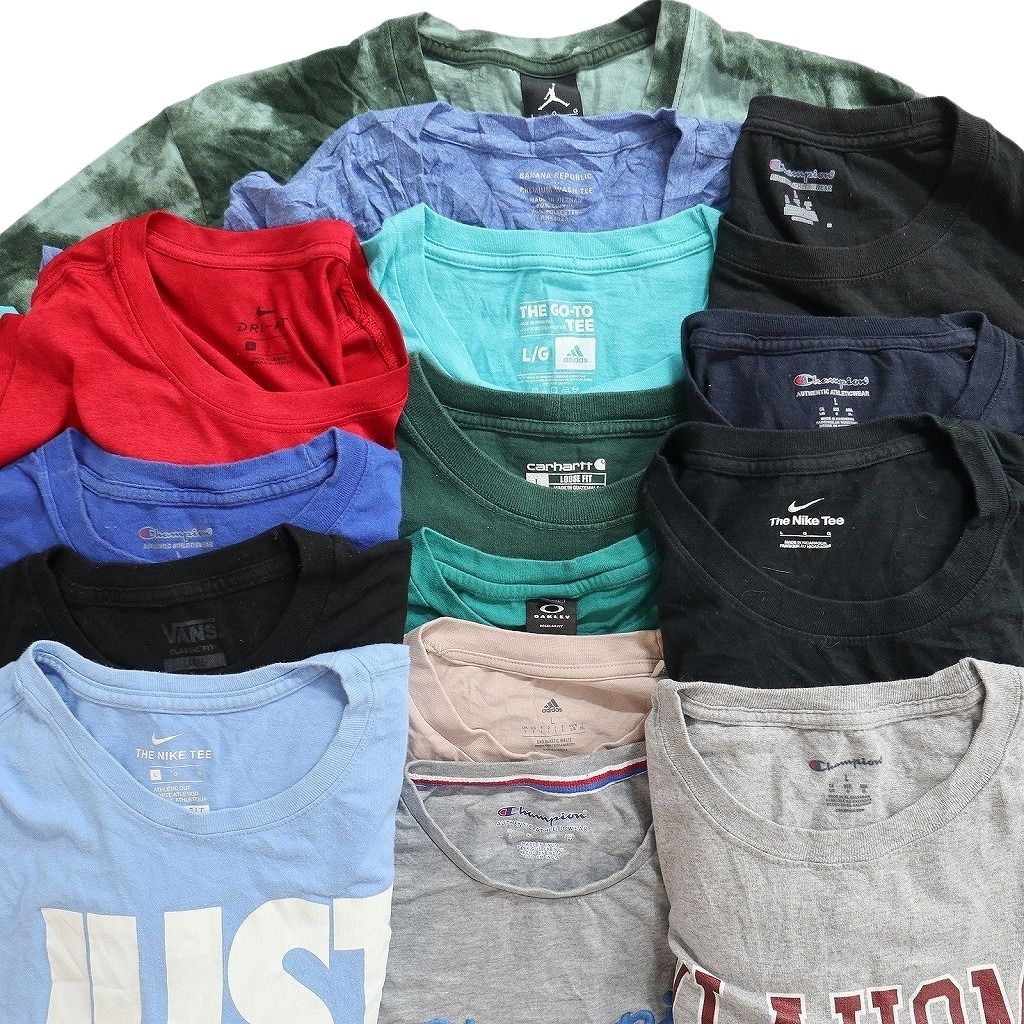 古着卸 まとめ売り ブランドMIX Tシャツ 15枚セット ( メンズ L ) カーハート オークリー ジョーダン ナイキ アディダス 中古 古着 NE8076