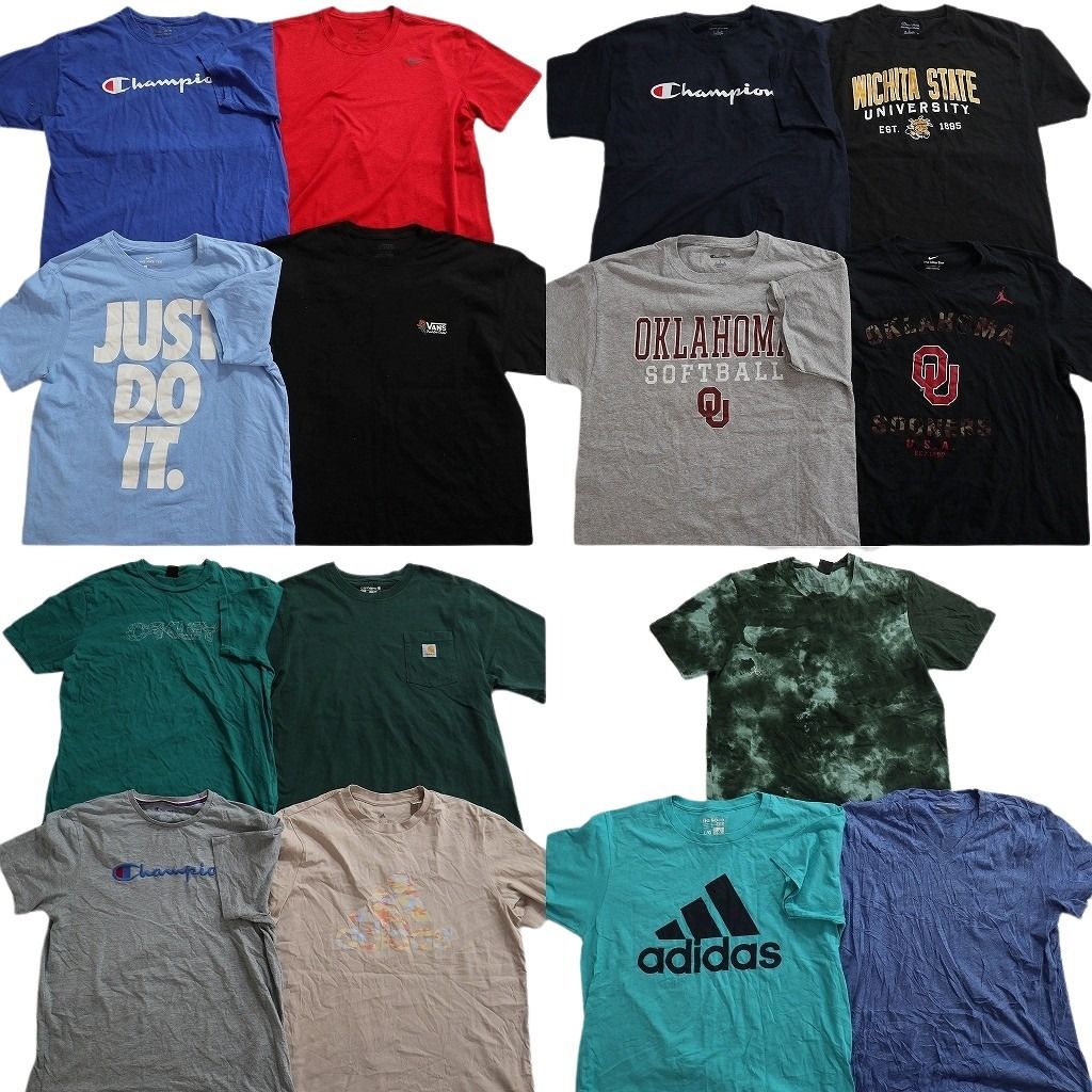 古着卸 まとめ売り ブランドMIX Tシャツ 15枚セット ( メンズ L ) カーハート オークリー ジョーダン ナイキ アディダス 中古 古着 NE8076