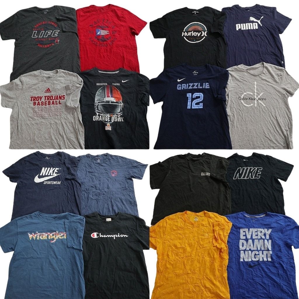 古着卸 まとめ売り ブランドMIX Tシャツ 16枚セット ( メンズ L ) ノーティカ アバクロ プーマ ナイキ チャンピオン 中古 古着 NE8078