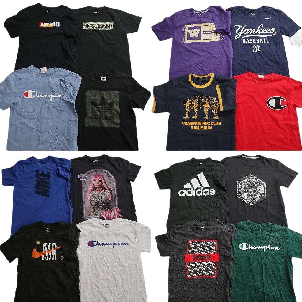 古着卸 まとめ売り ブランドMIX Tシャツ 16枚セット ( メンズ S ) コロンビア ナイキ アディダス チャンピオン 中古 古着 NE8080