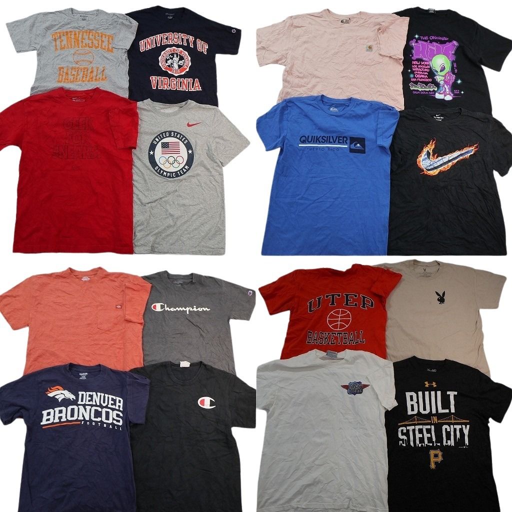 古着卸 まとめ売り ブランドMIX Tシャツ 16枚セット ( メンズ S/M ) カーハート ディッキーズ ナイキ チャンピオン 中古 古着 NE8081
