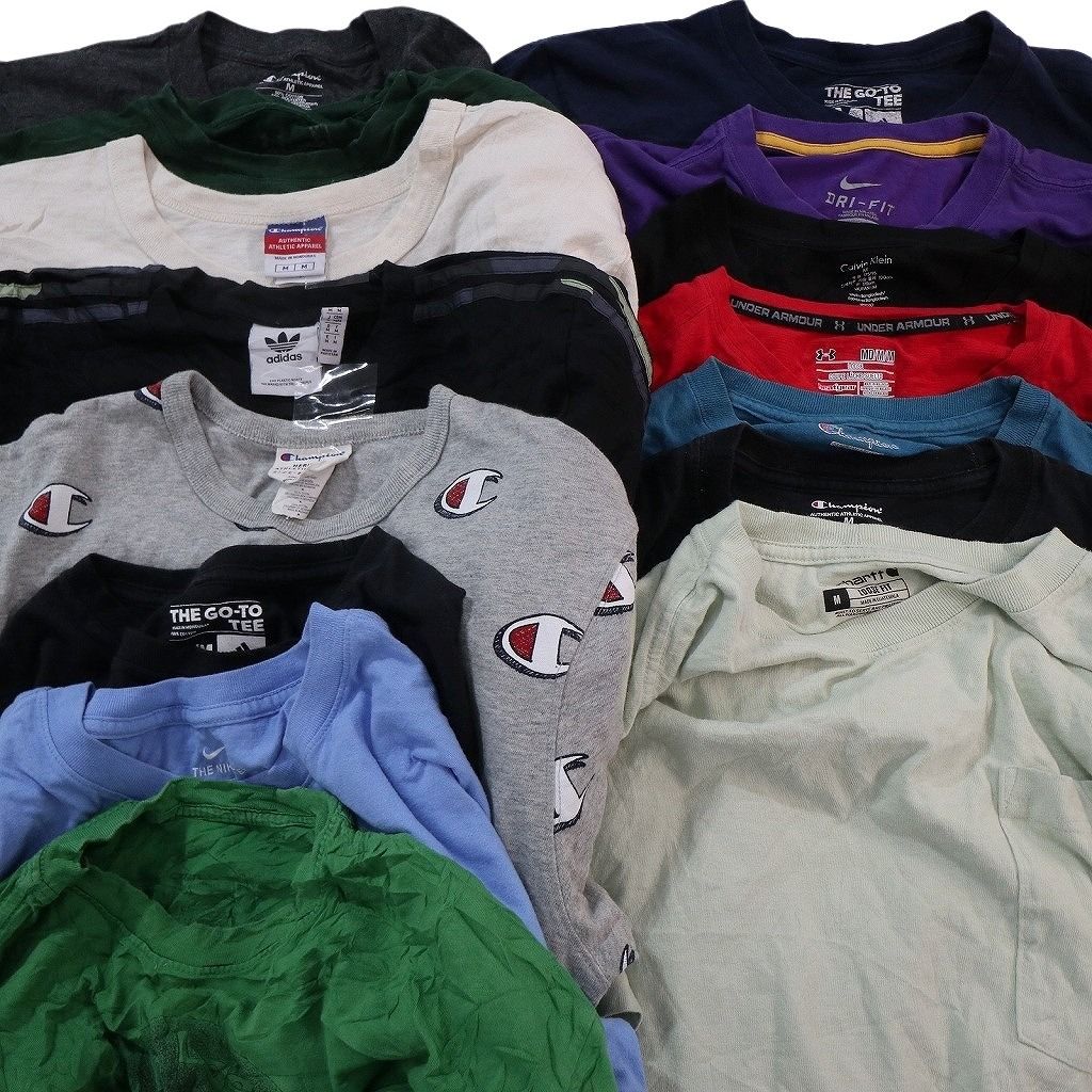古着卸 まとめ売り ブランドMIX Tシャツ 15枚セット ( メンズ M ) カーハート カルバンクライン ナイキ アディダス 中古 古着 NE8094