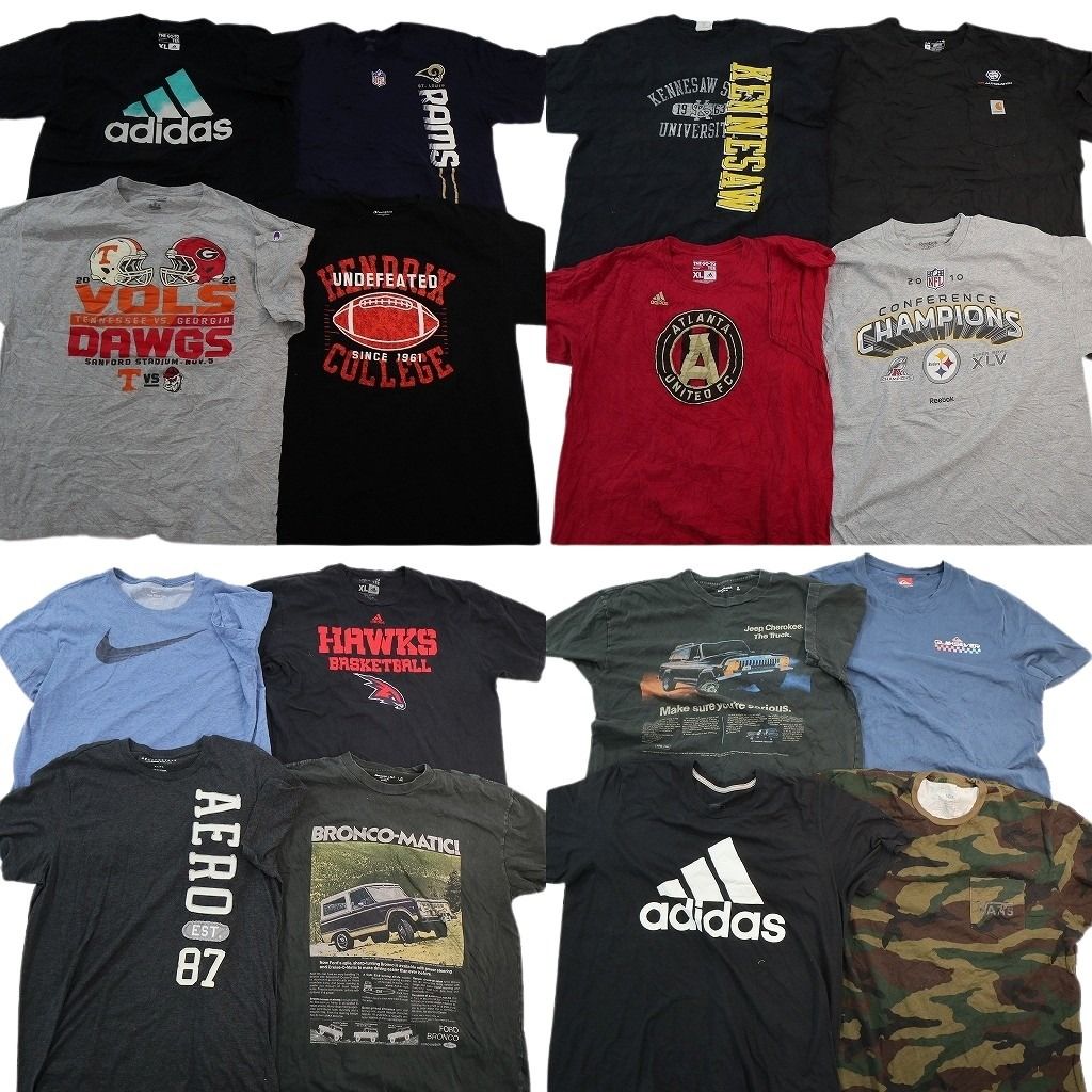 古着卸 まとめ売り ブランドMIX Tシャツ 16枚セット ( メンズ XL ) ナイキ アディダス リーボック チャンピオン 中古 古着 NE8096