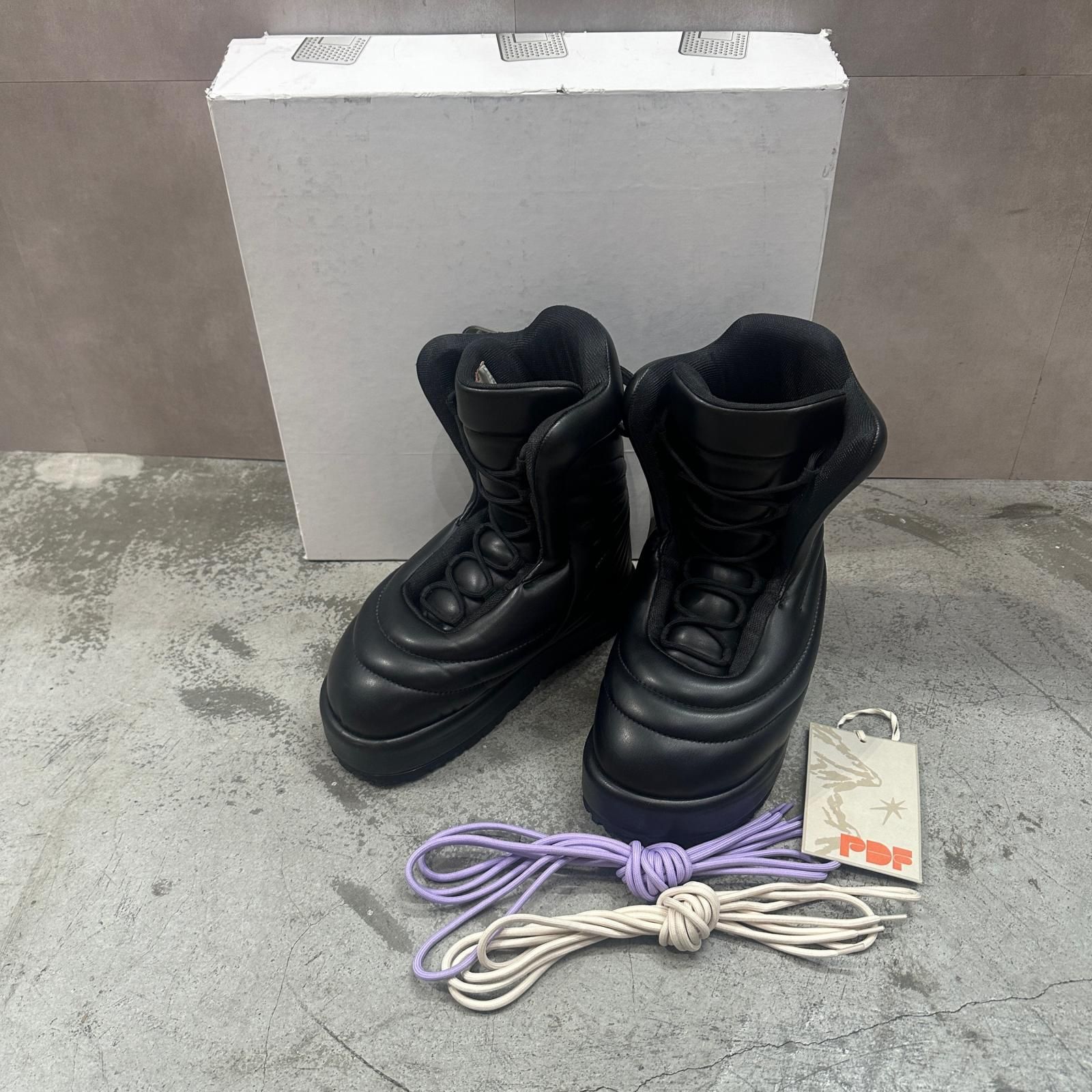 参考上代101200円 PDF Boots Embroidery ブーツ エンブロイダリー ハイカットブーツ ピーディーエフ DFM45006S0003PX ブラック 40 25cm (98016A)
