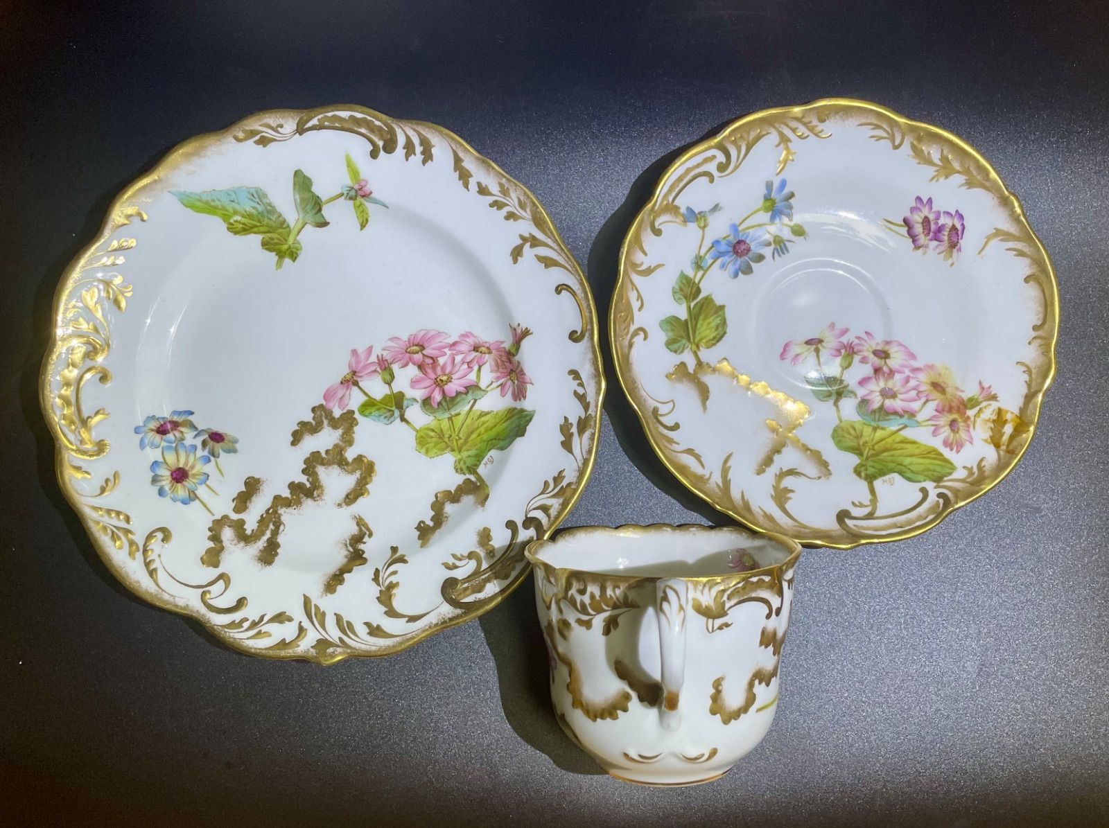 George Jones & Sons Crescent China Antique Trio Cup Saucer Plate