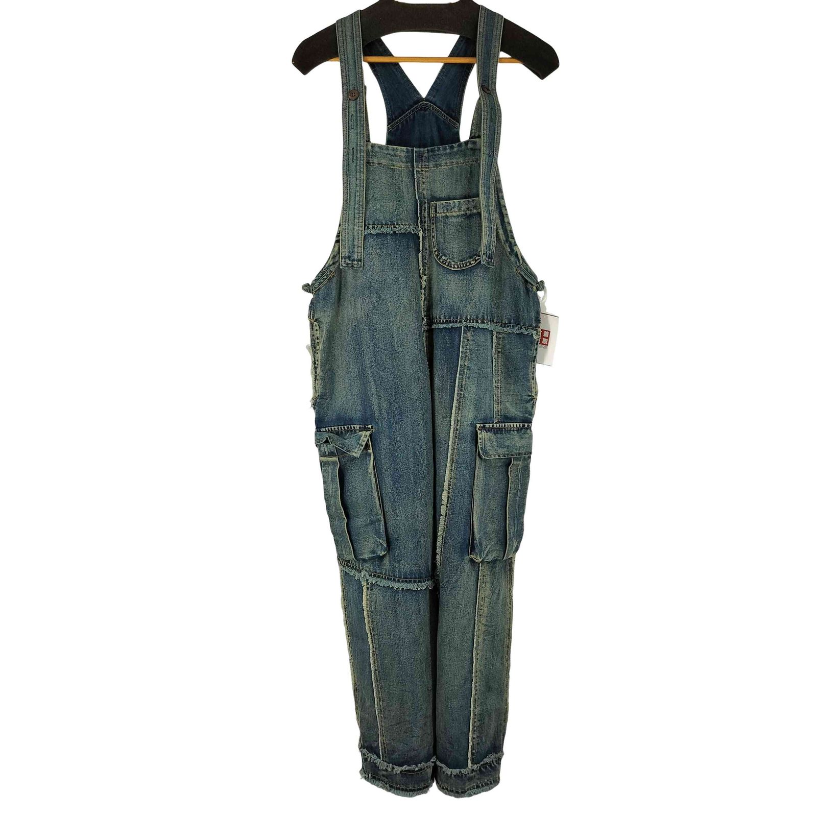 Used Fulghi USED Used Clothes Cut Design Cargo Denim Overalls for Women, No Notation