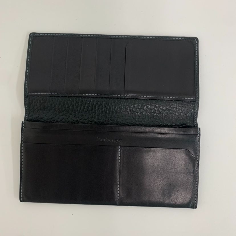 美品】BURBERRY バーバリー 長財布 レザー 黒 ロゴプレート - メルカリ