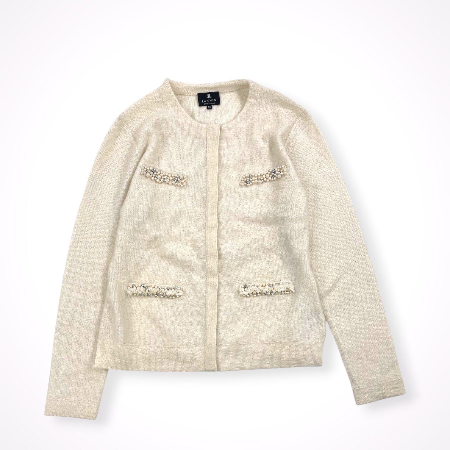 LANVIN COLLECTION / モヘヤMIXビジューカーディガン SIZE:38 - メルカリ